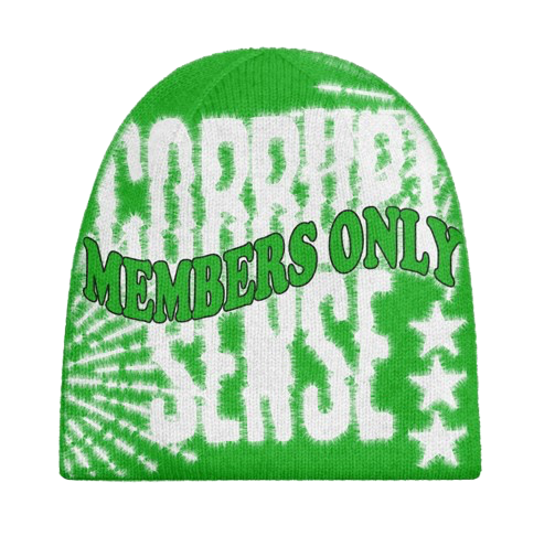 "MEMBERS ONLY" BEANIE (GREEN/WHITE)