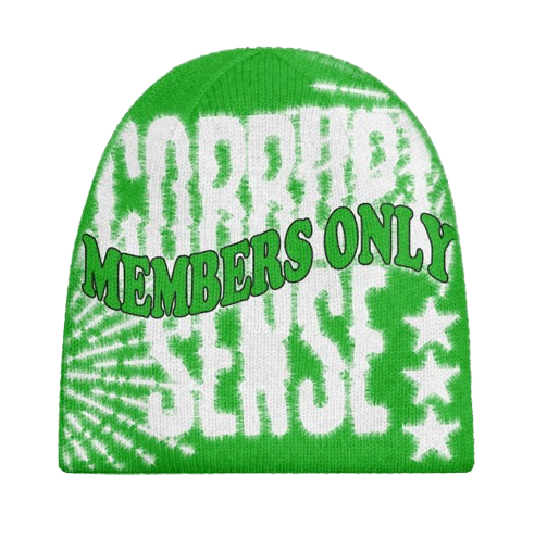 "MEMBERS ONLY" BEANIE (GREEN/WHITE)